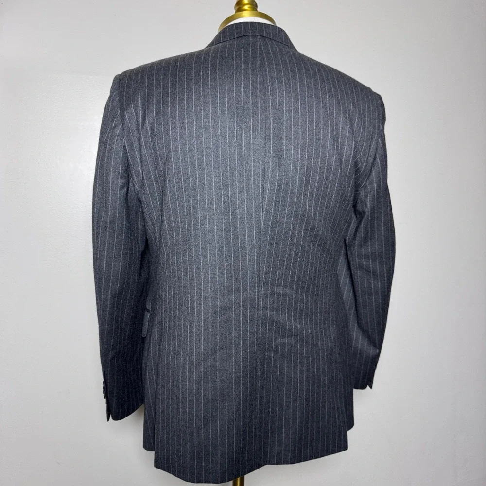 Lauren Ralph Lauren Silver Label Suit Mens 40S 33W Grey Pinstripe Wool‎ Cashmere